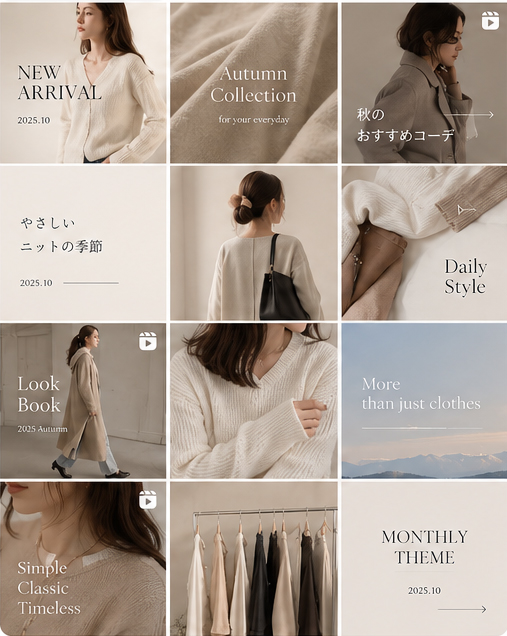 After：トーンを統一したSNS投稿グリッド