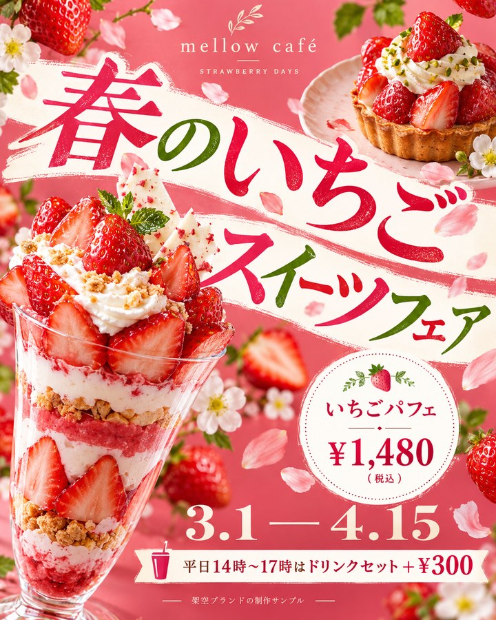キャンペーン制作例：春のいちごスイーツフェア